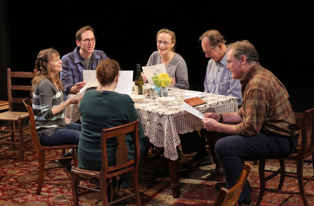 The cast of the 2013 production of Regular Singing, written and directed by Richard Nelson, the final play of The Apple Family Plays at The Public Theater. Photo credit: Joan Marcus.