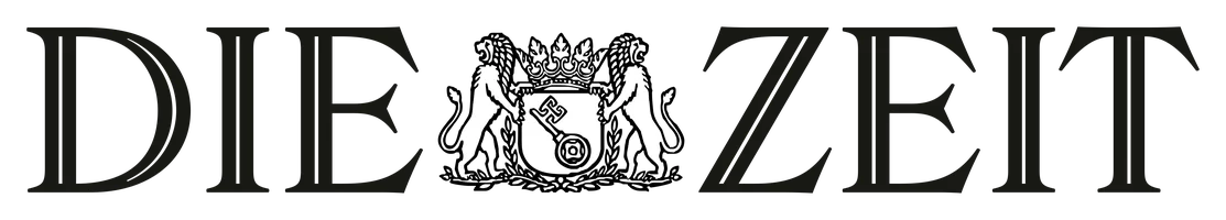 Das Logo der deutschen Wochenzeitung "Die Zeit" mit einem symbolischen Wappen in der Mitte zwischen den Worten.
