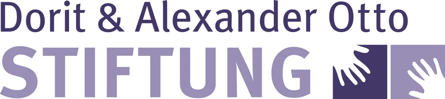 Das Logo der Dorit & Alexander Otto Stiftung zeigt den Namen und stilisierte Hände in lila. Es symbolisiert Unterstützung.