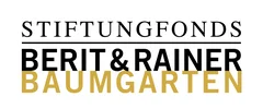 Logo des Stiftungfonds Berit & Rainer Baumgarten, mit schwarzem und goldfarbenem Text auf weißem Hintergrund.