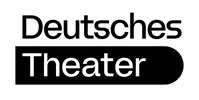 Das Logo des Deutschen Theaters mit schwarzem Text auf weißem Hintergrund, darunter ein schwarzer Balken mit dem Wort "Theater".
