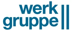 Das Logo zeigt den Schriftzug "werkgruppe II" in blauer Schrift auf weißem Hintergrund, symbolisiert Kreativität und Zusammenarbeit.