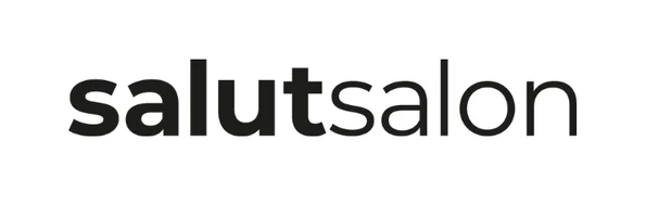 Das Bild zeigt das Logo von 'salut salon' in schlichter schwarzer Schrift auf weißem Hintergrund.