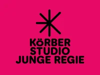Logo of Körber Studio Junge Regie with black text on a pink background and a stylized star-like symbol above.