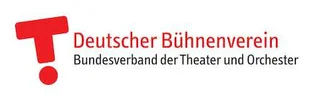 Logo des Deutschen Bühnenvereins, Bundesverband der Theater und Orchester, in roten Buchstaben mit grafischen Elementen oberhalb des Textes.
