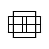 Ein abstraktes Design aus schwarzen Linien, die sich zu einem symmetrischen Gittermuster formen. Modernes, geometrisches Kunstwerk.